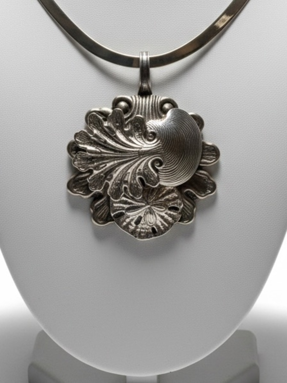 Art Deco Holmes & Edwards Repurposed Spoon Art Pendant Sea Life Coastal Theme